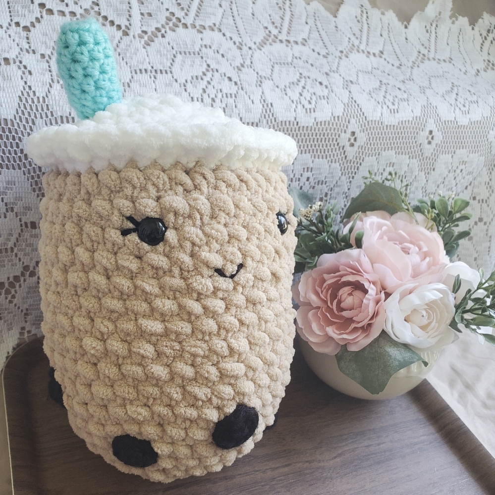🧋Handmade Milk Tea Boba Crocheted Plushie - Picture 9 of 9